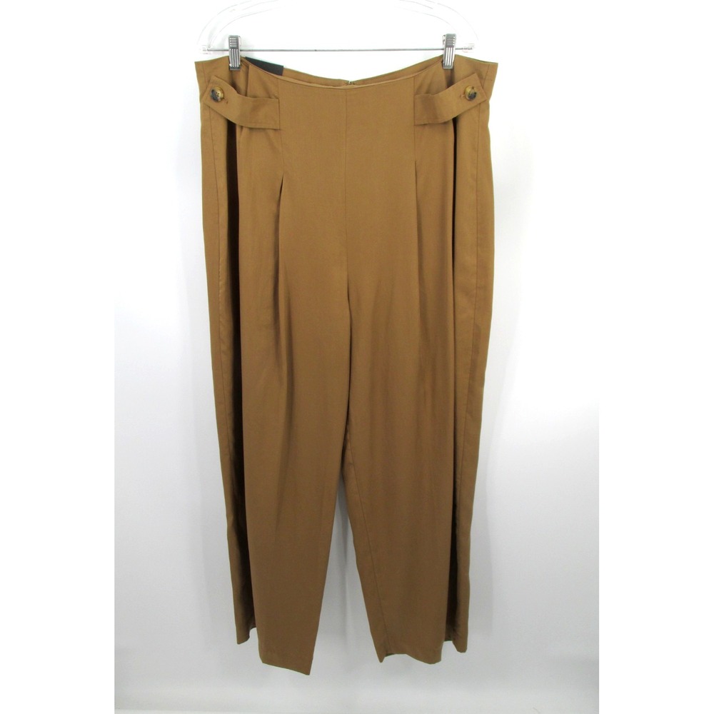 Banana Republic Pleated Wide Leg Career Pants Women 16 Tan Tencel High Rise